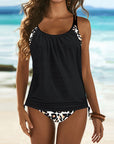 Anna - Solid Tankini with Leopard Print