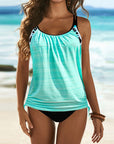 Anna - Solid Tankini with Leopard Print