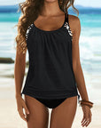 Anna - Solid Tankini with Leopard Print