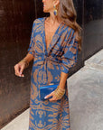 Isla - Vintage Long Sleeve Dress with V-Neck