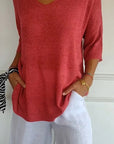 Alexa Knit Top with V-neck