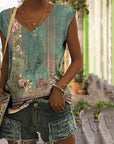 LAYLA | Tank Top With Vintage Floral Print