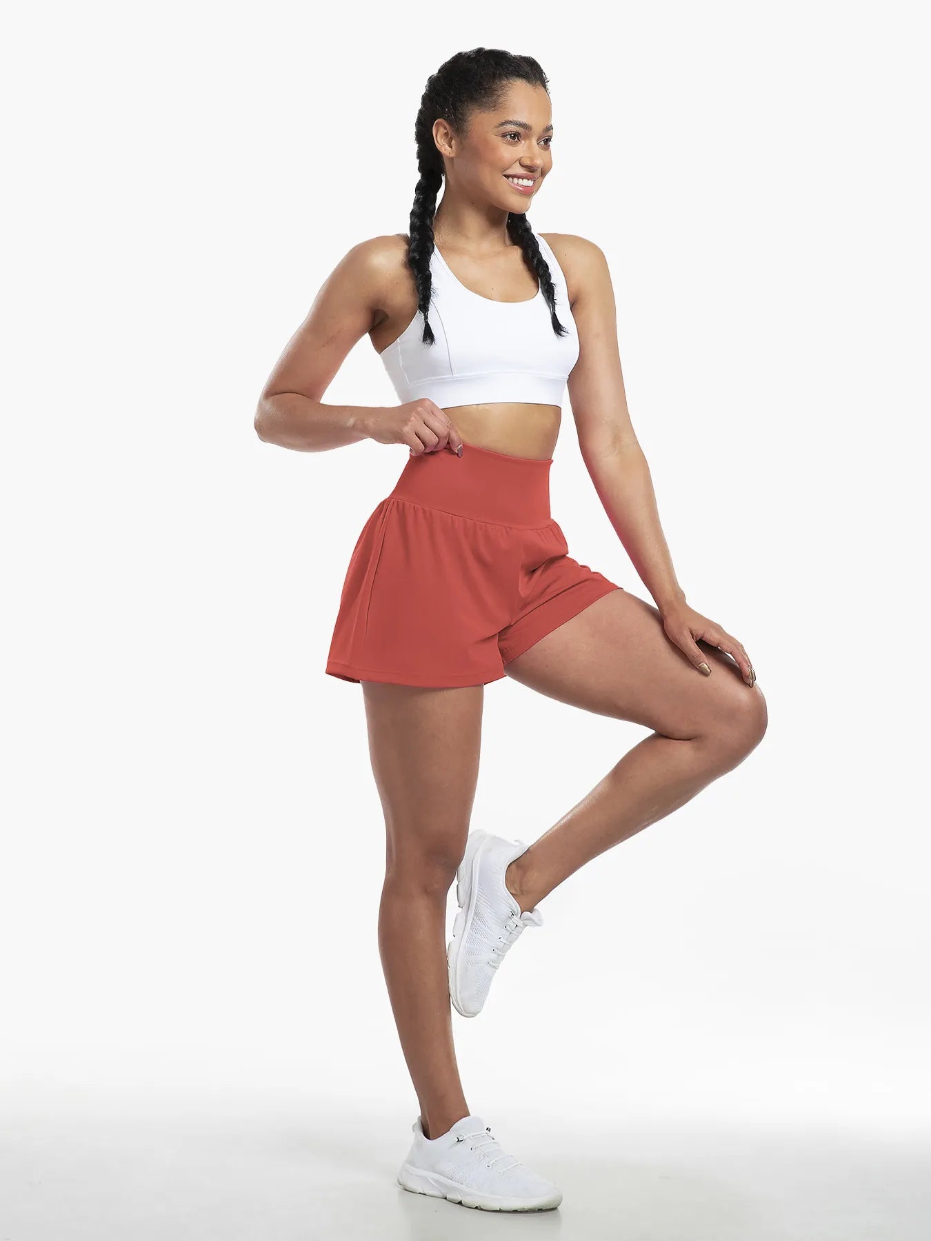 Clara | 2-in-1 yoga shorts with high waist, back pocket and side pocket