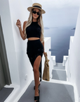 ALISSA | Chic Knit Two-Piece Set with High-Slit Skirt