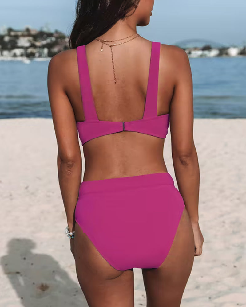 Brianna - High Waisted Plain Colour Swimsuit