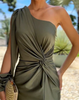 ALESSIA | Elegant Silk Off-Shoulder Dress