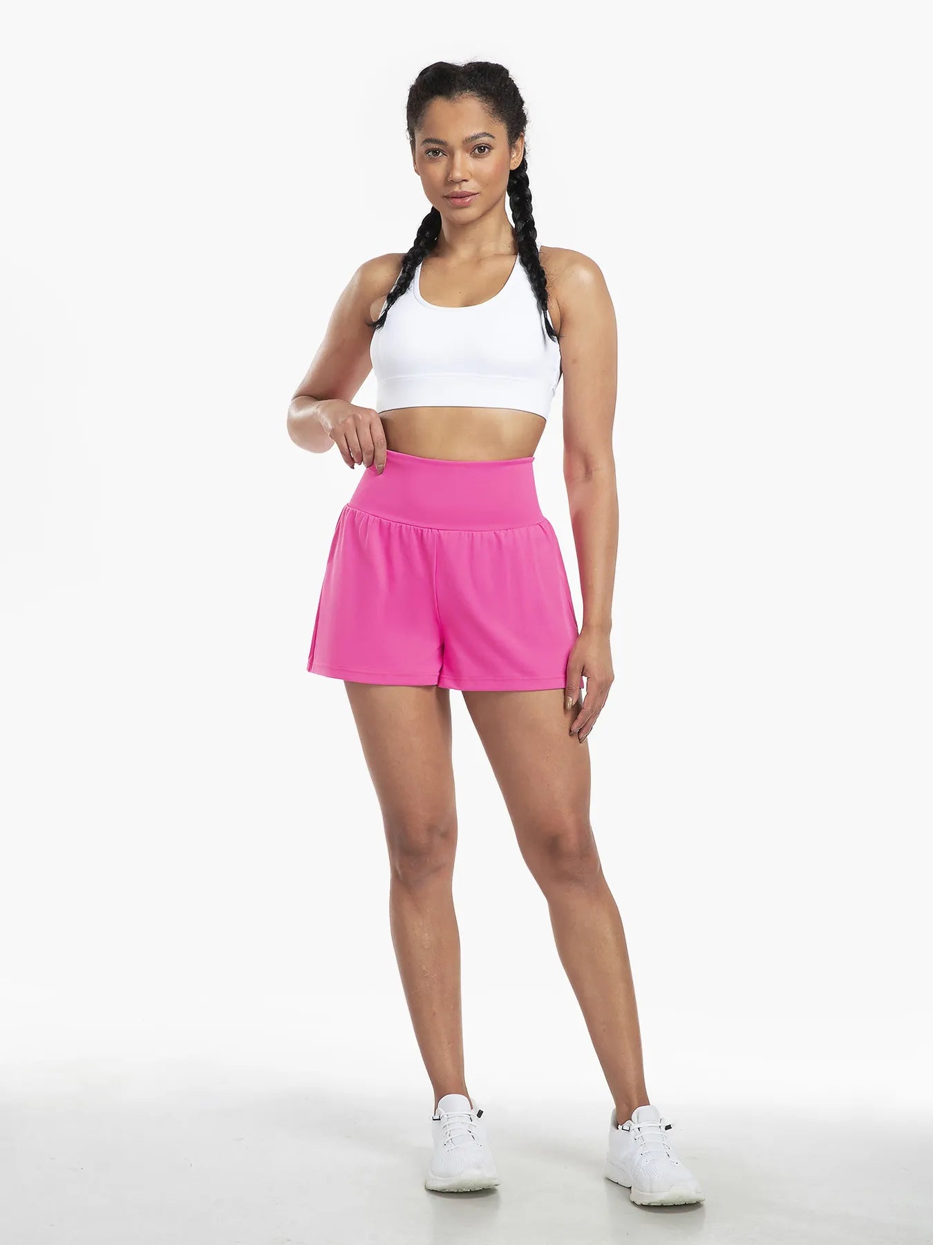 Clara | 2-in-1 yoga shorts with high waist, back pocket and side pocket