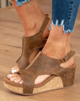 Rebecca - Summer Retro Peep Toe Wedge Shoes