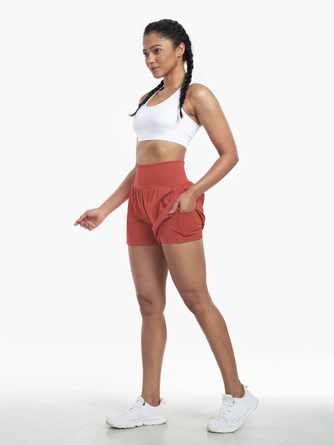 Clara | 2-in-1 yoga shorts with high waist, back pocket and side pocket