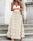 MARIANA | Elegant Multilayer Ruffle Mesh Maxi Skirt