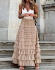 MARIANA | Elegant Multilayer Ruffle Mesh Maxi Skirt