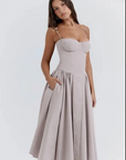 Ruby - Retro Sleeveless Pleated Maxi Dress