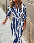 Haley - Striped Midi Shirt Dress