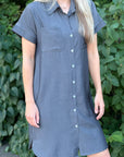 Mariah - Short sleeve midi dress with pockets