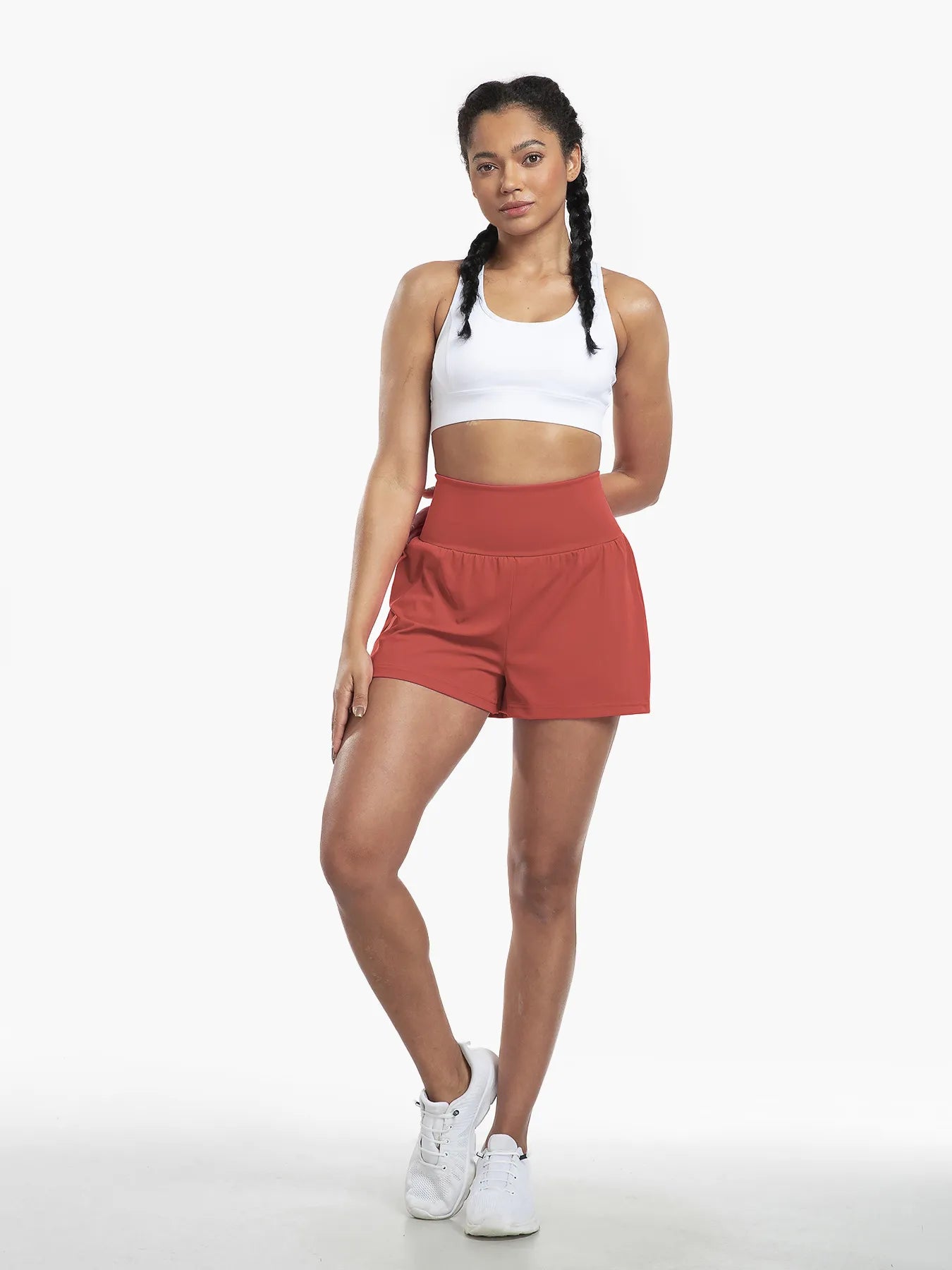 Clara | 2-in-1 yoga shorts with high waist, back pocket and side pocket