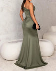 ALESSIA | One-shoulder Solid Colour Slit Dress