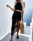 ALISSA | Chic Knit Two-Piece Set with High-Slit Skirt