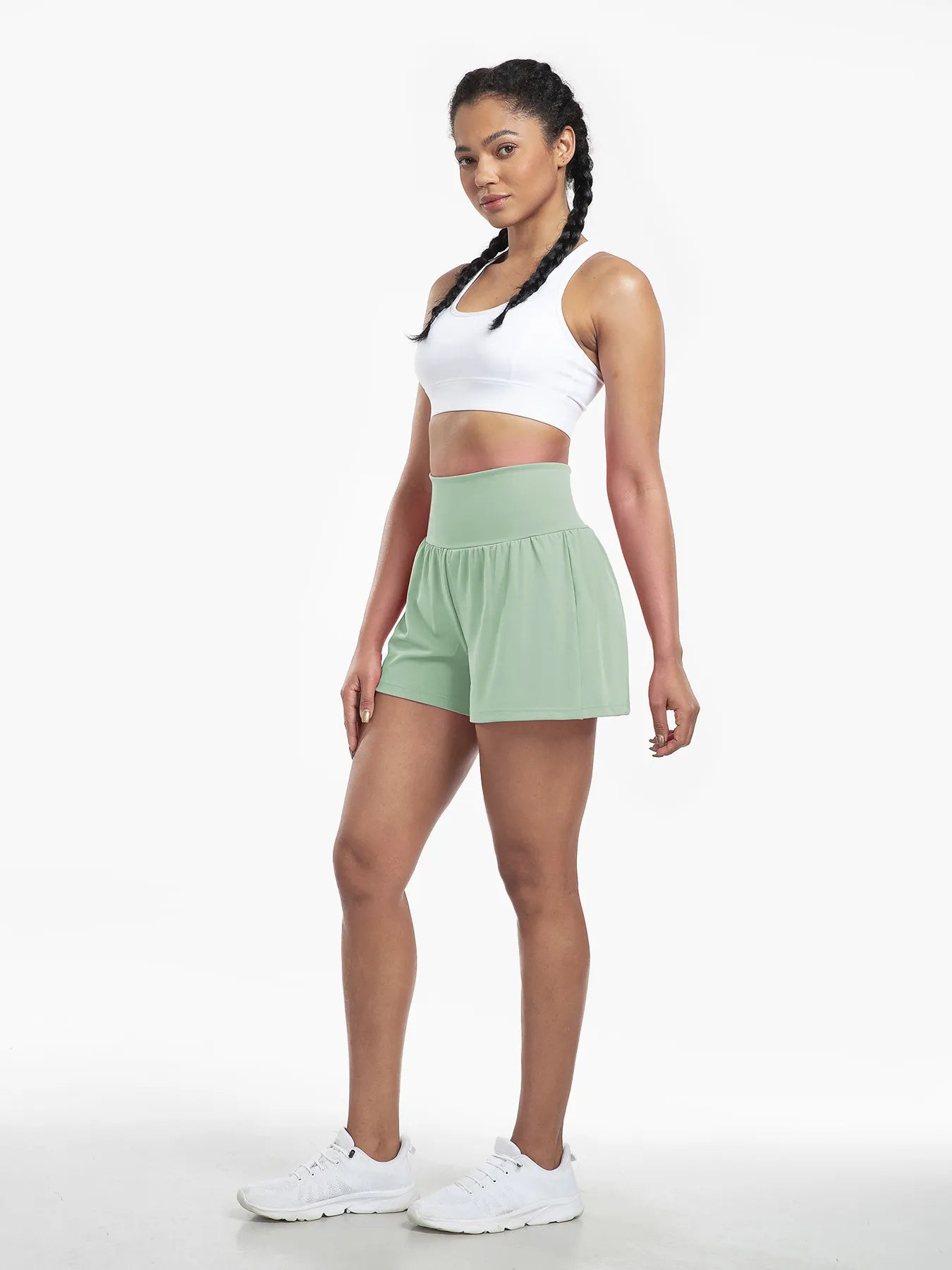 Clara | 2-in-1 yoga shorts with high waist, back pocket and side pocket