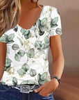 AUBREY | Casual T-Shirt With Leaf Print