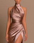 ALESSIA | Elegant Silk Dress with a Slit