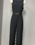 MELANIA | Striped Sleeveless Jumpsuit with Belt